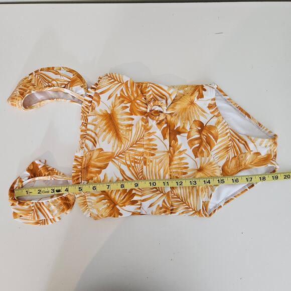 Janie and Jack Yellow One Piece Swimsuit Tropical Palm Bathing Suit | Girl's 6 - Picture 8 of 16